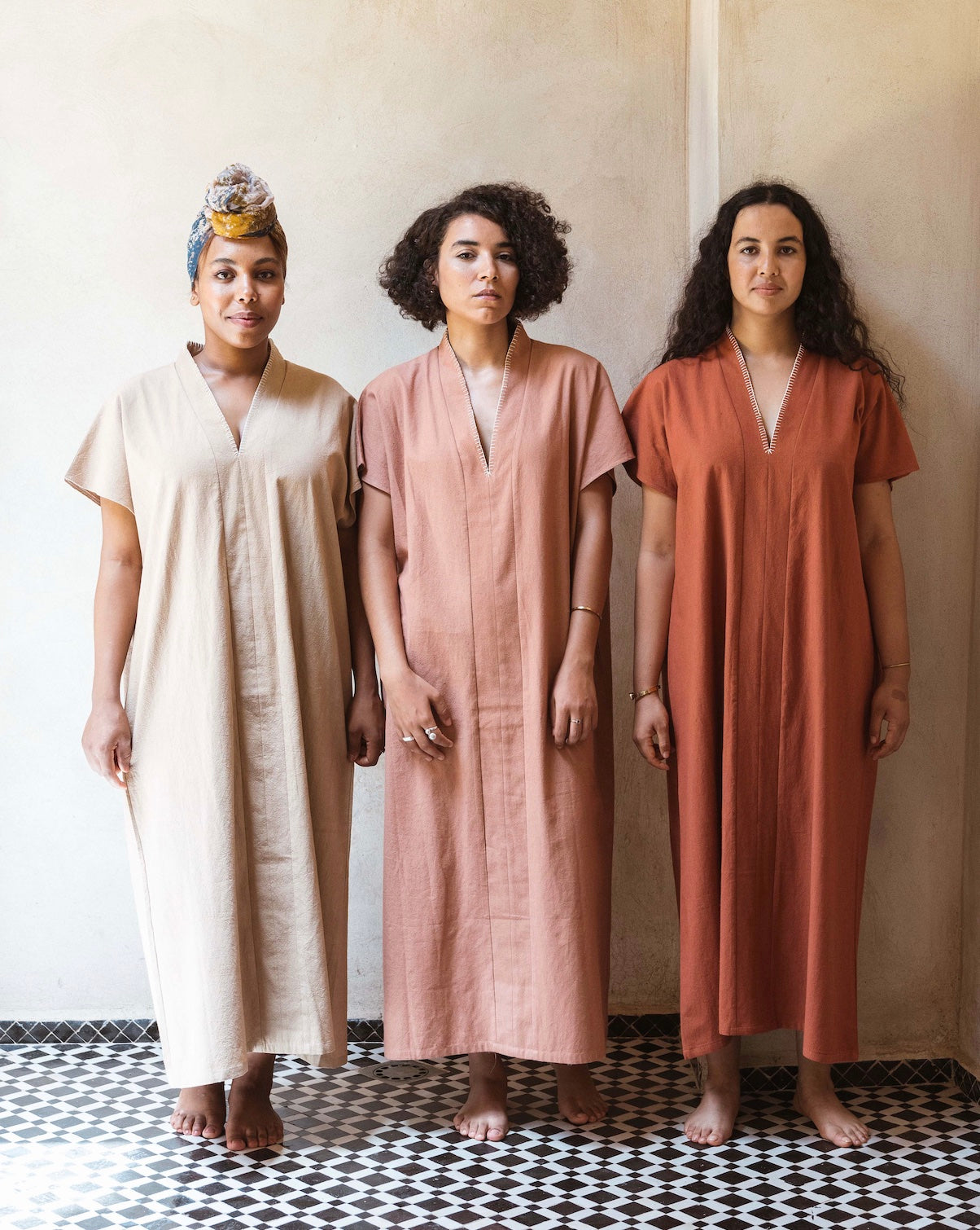 Caftan Dress Oum Cotton with Hbik Embroidery