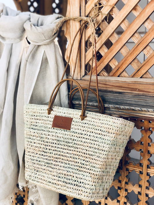 Straw Shopper With Leather